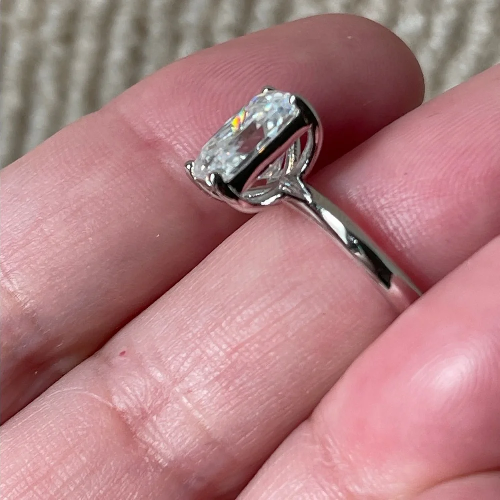 Radiant Cut 3ct Moissanite Ring in 925 Sterling Silver Size 5 GRA Certificate